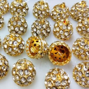 KUNDANJ0002 - ARNAS 1 PAIR PACK OF GOLDEN KUNDAN JHUMKA FOR JEWELLERY | EAR RING MAKING