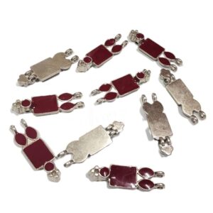 ARNAS 6 PCs PACK OF MAROON MEENAKARI SILVER PLATED OXIDIZED PENDANT