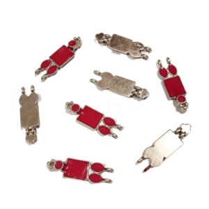 ARNAS 6 PCs PACK OF RED MEENAKARI SILVER PLATED OXIDIZED PENDANT