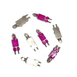 ARNAS 6 PCs PACK OF PINK MEENAKARI SILVER PLATED OXIDIZED PENDANT