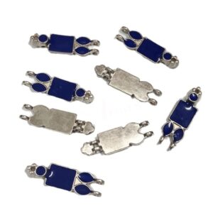 ARNAS 6 PCs PACK OF ROYAL BLUE MEENAKARI SILVER PLATED OXIDIZED PENDANT