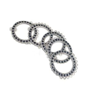 ARNAS 6 PCS PACK OF SILVER OXIDIZED BLACK MEENAKARI DESIGNER ROUND CHARMS FOR NECKLACE | EARRINGS MAKING.