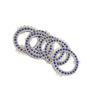 ARNAS 6 PCS PACK OF SILVER OXIDIZED ROYAL BLUE MEENAKARI DESIGNER ROUND CHARMS FOR NECKLACE | EARRINGS MAKING.