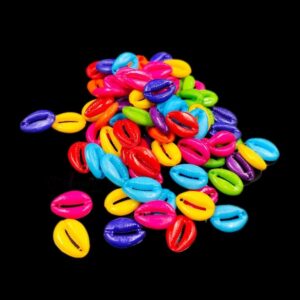 PLASTICBEADS0053 - ARNA'S 85 PCs PACK OF MULTI COLOR COWRY PLASTIC BEADS FOR JEWELLERY MAKING – 25 GRAMS PACK
