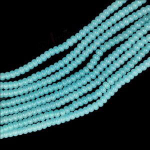 SPHERICALBEADS0006 – 1 STRAND POWDER BLUE 6 X 4 MM SPHERICAL BEADS