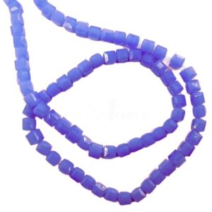 SQUAREBEAD0006 - 1 STRND COBALT BLUE 5 MM OPAQUE SQUARE BEADS