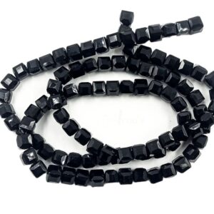 SQUAREBEAD0007 - 1 STRND BLACK 5 MM OPAQUE SQUARE BEADS