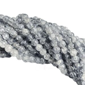 CRACKLEBEADS0012- 1 STRAND GREY 8 MM CRACKLE BEADS