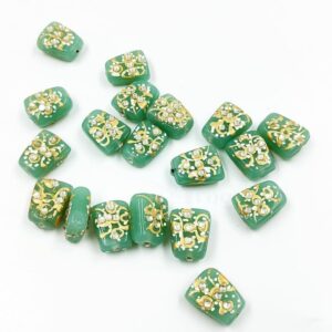 KUNDAN0200 – ARNAS 4 PCs 17 X 14 MM BLACK HANDPAINTED KUNDAN WORK TUMBLE BEADS