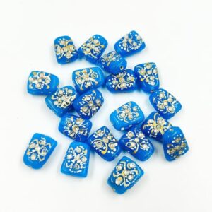 KUNDAN0206 – ARNAS 4 PCs 17 X 14 MM SKY BLUE HANDPAINTED KUNDAN WORK TUMBLE BEADS