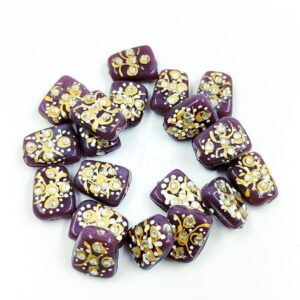 KUNDAN0210 – ARNAS 4 PCs 17 X 14 MM HANDPAINTED KUNDAN WORK TUMBLE BEADS