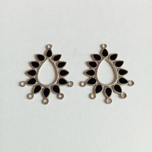 MEENAP0014- ARNAS 5 PCS PACK OF BLACK MEENA WITH SILVER OXIDIZED CHARMS FOR NECKLACE | EARRINGS MAKING