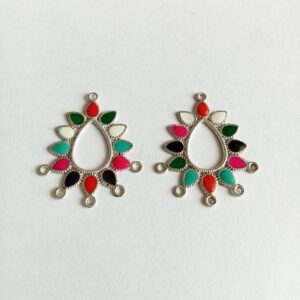 MEENAP0018- ARNAS 4 PCS PACK OF MULTI COLOR MEENA WITH SILVER OXIDIZED CHARMS FOR NECKLACE | EARRINGS MAKING