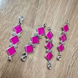 ARNAS 6 PCs PACK OF PINK MEENAKARI SILVER PALTED OXIDIZED PENDANT