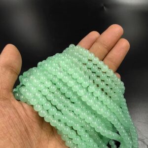 RGLASS0065– 1 STRAND CYAN 6MM ROUND GLASS BEADS