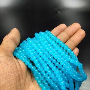 RGLASS0067 – 1 STRAND AZURE BLUE 6MM ROUND GLASS BEADS