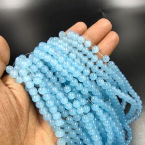 RGLASS0068 – 1 STRAND POWDER BLUE 6MM ROUND GLASS BEADS