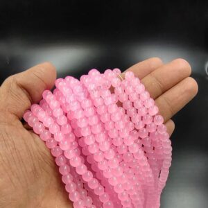 RGLASS0072 – 1 STRAND BLUSH PINK 6MM ROUND GLASS BEADS