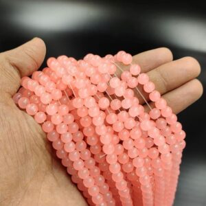 RGLASS0073 – 1 STRAND PEACH 6MM ROUND GLASS BEADS