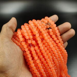 RGLASS0074 – 1 STRAND ORANGE 6MM ROUND GLASS BEADS