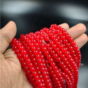 RGLASS0075 – 1 STRAND RED 6MM ROUND GLASS BEADS