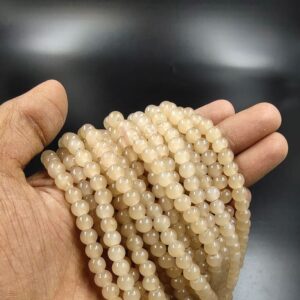 RGLASS0078  – 1 STRAND BEIGE 6MM ROUND GLASS BEADS