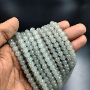 RGLASS0083 – 1 STRAND GREY 6MM ROUND GLASS BEADS