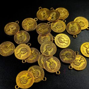 COINg0010- ARNAS 28 PIECES PACK OF GOLDEN OXIDIZED | GERMAN SILVER COIN FOR JEWELLERY MAKING – 30gm PACK