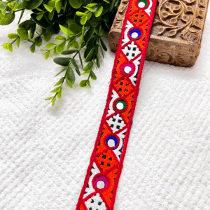 ARNAS 3CM WIDTH (1 METER) NAVRATRI TRADITIONAL MIRROR SETTING GAMTHI LACE | MULTICOLOR LACE FOR SAREE LAHENGA AND JEWELLERY