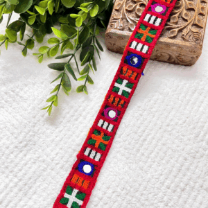 ARNAS 2.6 CM WIDTH (1 METER) NAVRATRI TRADITIONAL MIRROR SETTING GAMTHI LACE | MULTICOLOR LACE FOR SAREE LAHENGA AND JEWELLERY