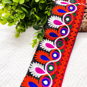 ARNAS 7 CM WIDTH (1 METER) NAVRATRI TRADITIONAL MIRROR SETTING GAMTHI LACE | MULTICOLOR LACE FOR SAREE LAHENGA AND JEWELLERY