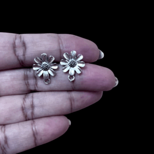 TOPs0115- 5 PAIRS PACK OF GERMAN SILVER | OXIDIZED SILVER RECTANGLE MOTIF SINGLE LOOP STUD TOP FOR EARRING MAKING