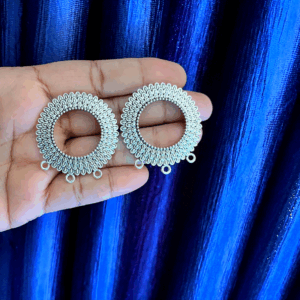 TOPs0117- 3 PAIRS PACK OF GERMAN SILVER | OXIDIZED SILVER RECTANGLE MOTIF SINGLE LOOP STUD TOP FOR EARRING MAKING