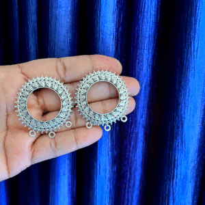 TOPs0118- 3 PAIRS PACK OF GERMAN SILVER | OXIDIZED SILVER RECTANGLE MOTIF SINGLE LOOP STUD TOP FOR EARRING MAKING