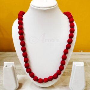 1LDORI01- ARNAS 1 PC PACK OF SINGLE LAYER FABRIC AND BEADS RED TASSEL | DORI FOR JEWELLERY MAKING