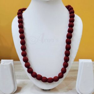 1LDORI02- ARNAS 1 PC PACK OF SINGLE LAYER FABRIC AND BEADS MAROON TASSEL | DORI FOR JEWELLERY MAKING