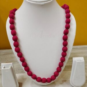 1LDORI04- ARNAS 1 PC PACK OF SINGLE LAYER FABRIC AND BEADS RANI PINK TASSEL | DORI FOR JEWELLERY MAKING