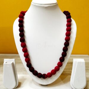 1LDORI09- ARNAS 1 PC PACK OF SINGLE LAYER FABRIC AND BEADS RED-MAROON-BLACK PRINTED TASSEL | DORI FOR JEWELLERY MAKING