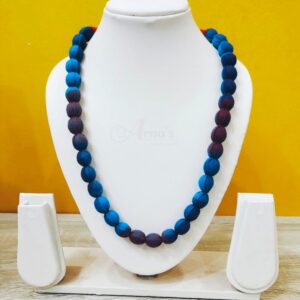 1LDORI10- ARNAS 1 PC PACK OF SINGLE LAYER FABRIC AND BEADS BLUE-PURPLE PRINTED TASSEL | DORI FOR JEWELLERY MAKING