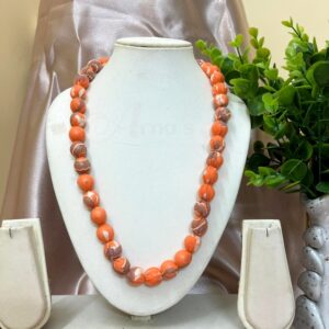 1LDORI15- ARNAS 1 PC PACK OF SINGLE LAYER FABRIC AND BEADS PEACH PRINTED TASSEL | DORI FOR JEWELLERY MAKING