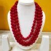 3LDORI02- ARNAS 1 PC PACK OF THREE LAYER FABRIC AND BEADS RED TASSEL | DORI FOR JEWELLERY MAKING