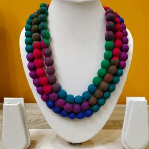 3LDORI24- ARNAS 1 PC PACK OF THREE LAYER FABRIC AND BEADS RED-GREEN-BLUE TASSEL | DORI FOR JEWELLERY MAKING