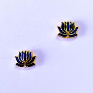 ECHARMS0191- ARNAS 2 PCS PACK OF ROYAL BLUE LOTUS MOTIF KUNDAN BEADS FOR JEWELLERY | BRACELETE | RAKHI MAKING