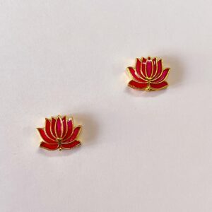 ECHARMS0192- ARNAS 2 PCS PACK OF RANI PINK LOTUS MOTIF KUNDAN BEADS FOR JEWELLERY | BRACELETE | RAKHI MAKING