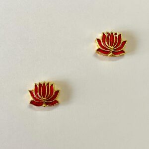 ECHARMS0193- ARNAS 2 PCS PACK OF RED LOTUS MOTIF KUNDAN BEADS FOR JEWELLERY | BRACELETE | RAKHI MAKING