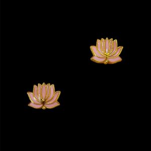 ECHARMS0194- ARNAS 2 PCS PACK OF BABY PINK LOTUS MOTIF KUNDAN BEADS FOR JEWELLERY | BRACELETE | RAKHI MAKING