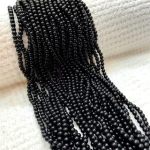RGLASS0087- 1 STRAND BLACK 4MM ROUND GLASS BEADS FOR JEWELLERY MAKING