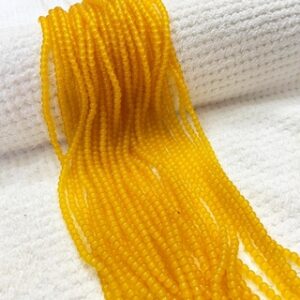 RGLASS0088- 1 STRAND YELLOW 4MM ROUND GLASS BEADS FOR JEWELLERY MAKING