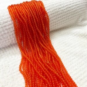 RGLASS0092- 1 STRAND ORANGE 4MM ROUND GLASS BEADS FOR JEWELLERY MAKING