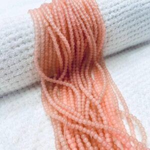 RGLASS0093- 1 STRAND PEACH 4MM ROUND GLASS BEADS FOR JEWELLERY MAKING